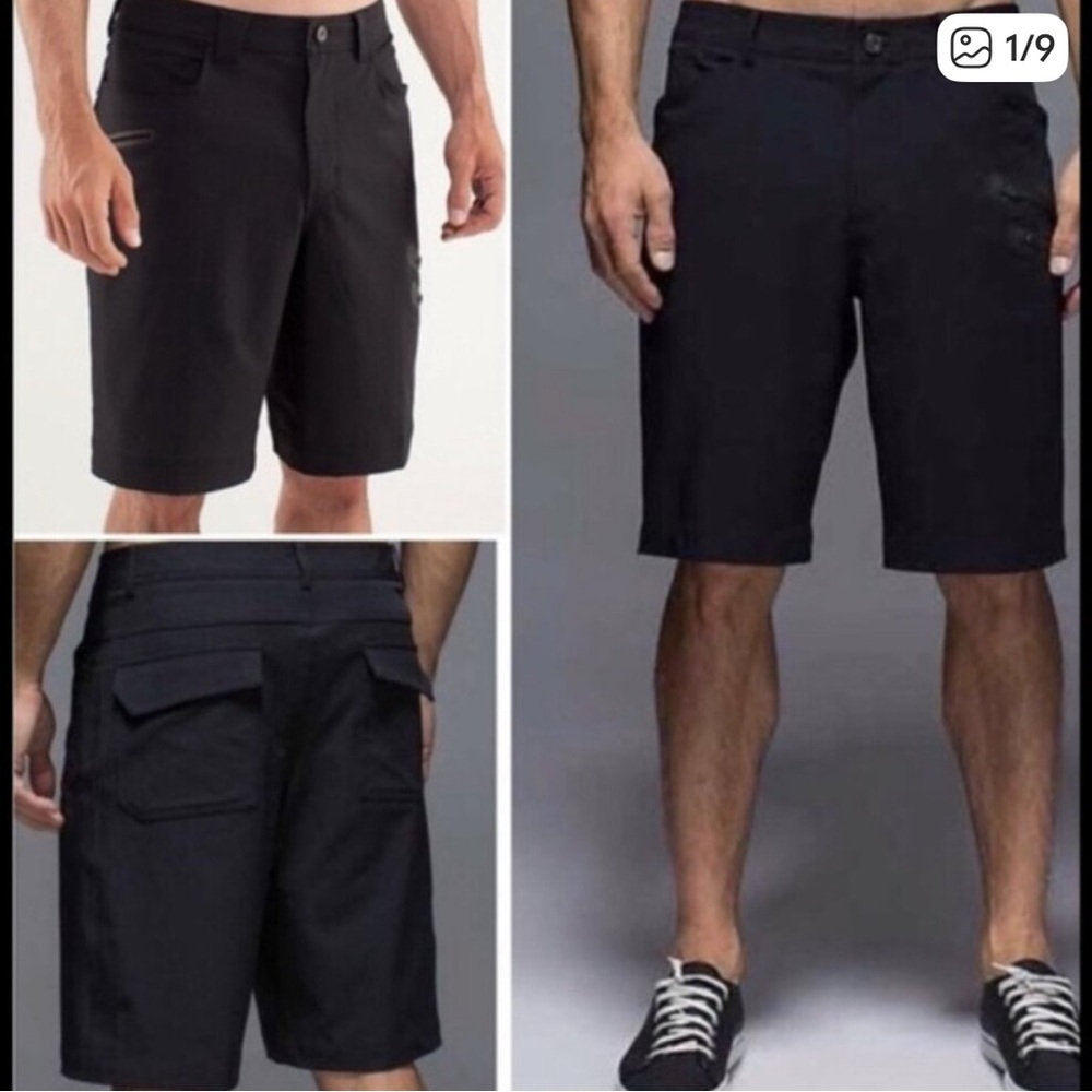 Lululemon Cadence Commuter Men's Black Cargo Shorts 34